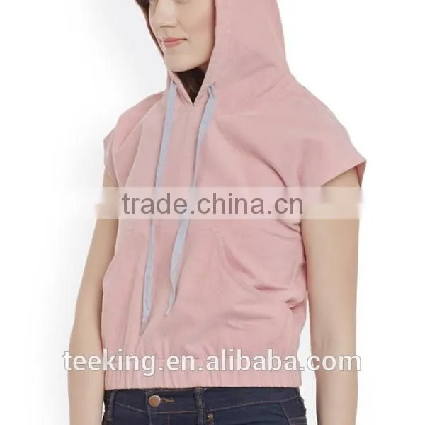 High Quality Pink Hooded T-shirt for Women photo-3