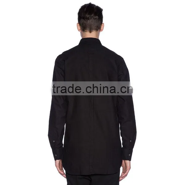 Stylish Regular Fit Long Sleeve Dress Shirt Plain Black Formal Modern Mens Shirts photo-3