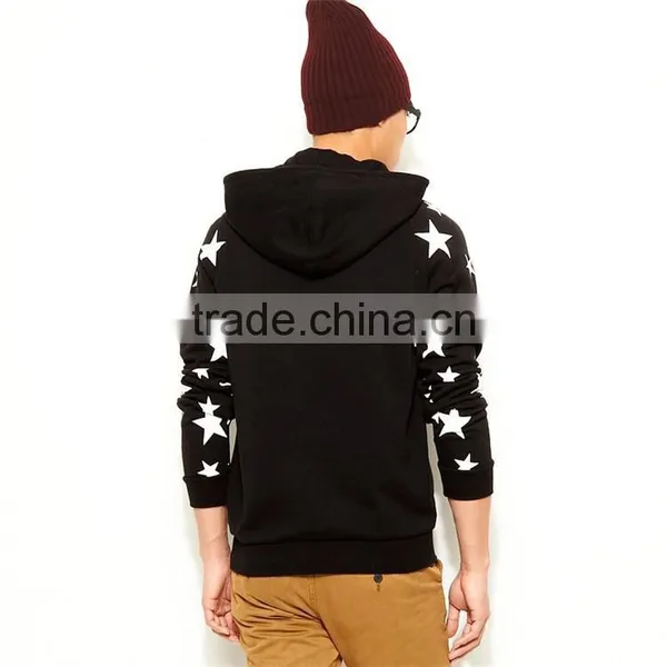 Bulk Stylish Hoody Sweatshirt Star Print Sleeve Cheap Black Hoodies photo-4