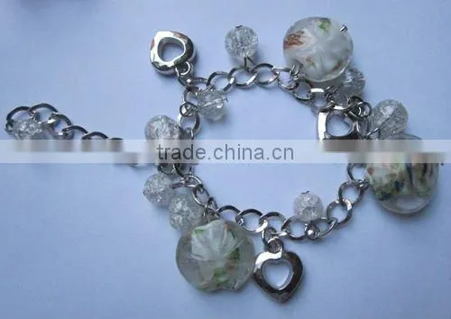 Heart Charm With Glass Beads Bracelet