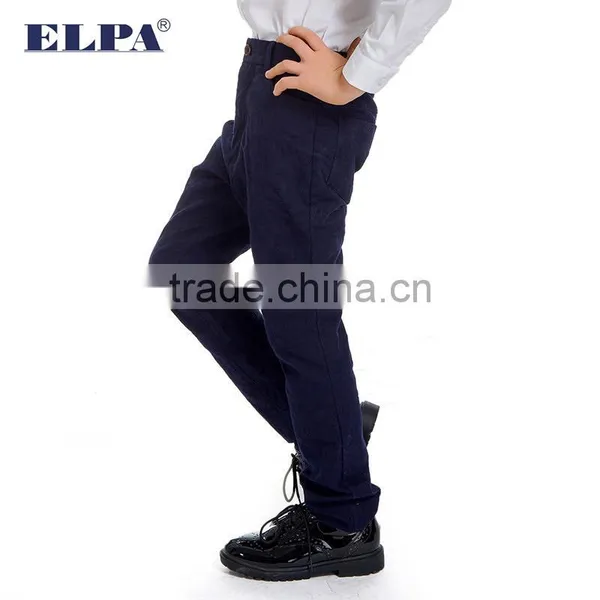 ELPA Latest Design Embroidered Dark Blue Elastic Boys' Trousers Handsome Casual Boys Pants With Elastic Belt Waist photo-2