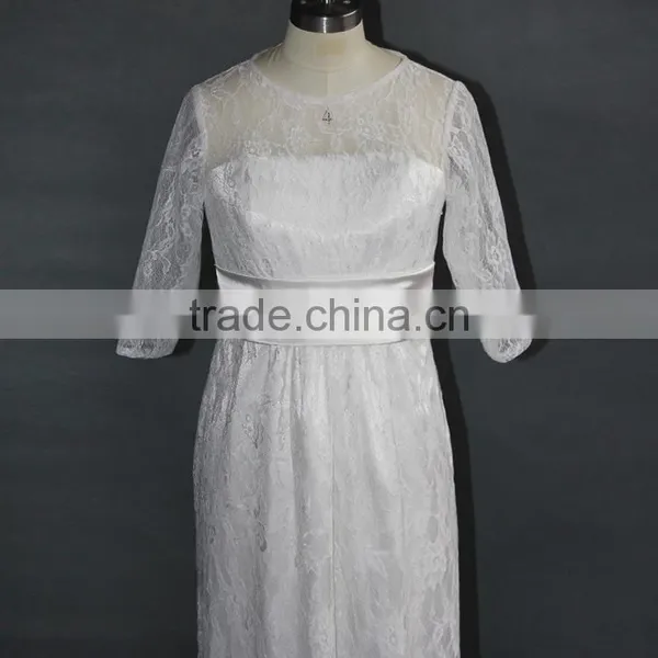 2017 Short Sleeve Sheath/Column New Wedding Dress Lace Appliques photo-4
