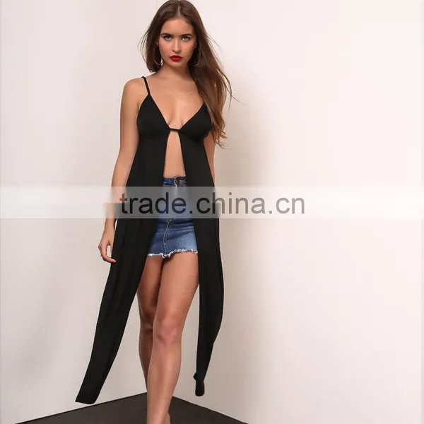 Runwaylover 097 Ladies Sexy Sleeveless Deep V-Neck Beachwear Tops photo-2