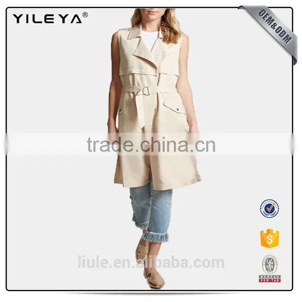 Fashion Longline Plain Women Work Vest With Belt Sleeveless Jacket for Ladies photo-2