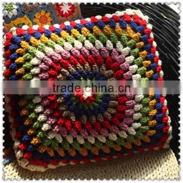 Crochet Flowers Crochet Square Bed Pillow Cushion Pillow Cushion Lumbar Pillow Cover photo-3