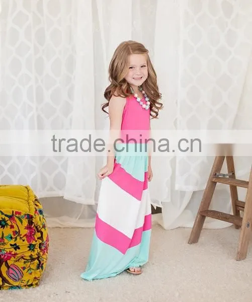 Wholesale Strip Long Dress Rose Red Green White Maxi Dress Mommy and Me Clothing photo-4