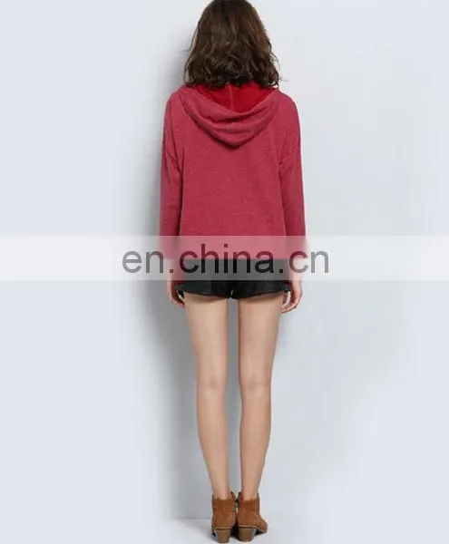 Autumn Fashion Women Irregular Hem Hoody Sweater Leisure Slim Hooded Sweatshirt photo-3