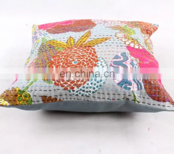 INDIAN BROWN PINEAPPLE CUSHION COVER DECORATIVE PILLOW CASE ETHNIC SOFA THROW FLORAL KANTHA CUSHION COVER photo-3