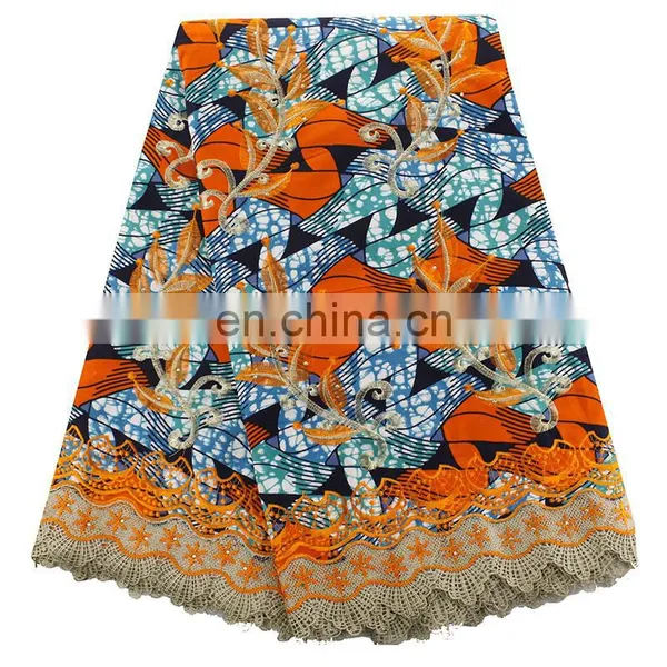 2016 Wholesale African 6 Yards Wax Printed Fabric With Guipure Lace Fabric for Party photo-2