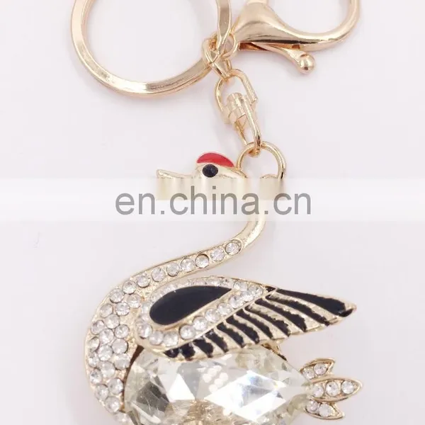 Swan Goose Keyring Animal Lovely Rhinestone Crystals Purse Bag Key Chain photo-6