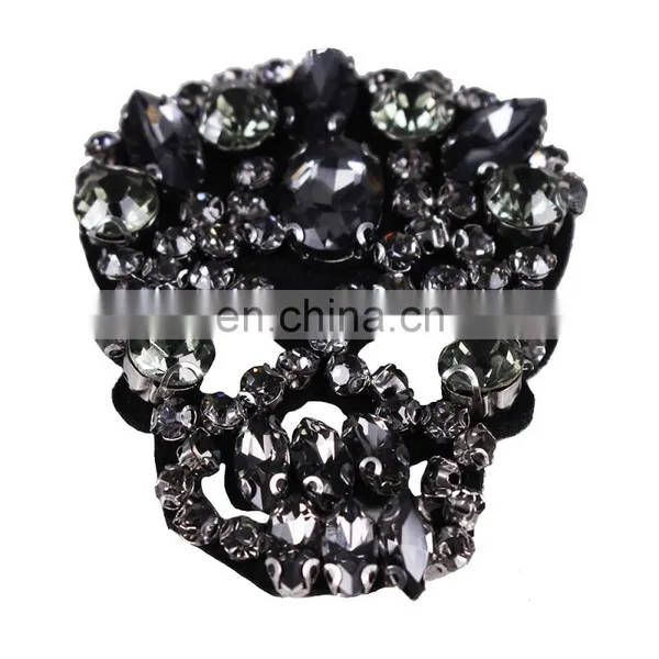 Fashion Beading Gray Rhinestones Skull Patches Badge for Jewelry Brooch photo-2