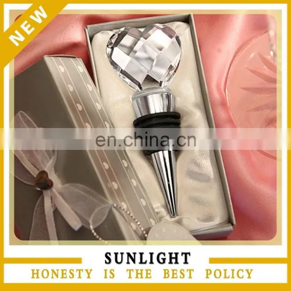 Beauty Crystal Heart Wedding Bottle Stopper for Wedding Return Gifts