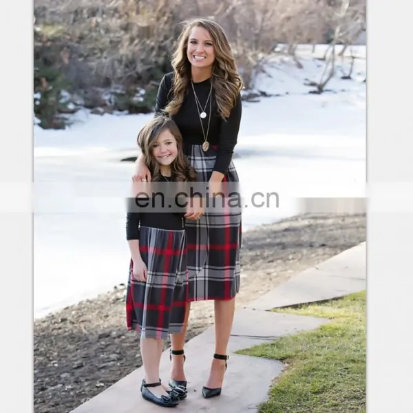 2019 NEW Three Quarter Sleeve Black Plaid Mom Daughter Dress Family Matching Outfit (this Link for Girls,1-12years) photo-6