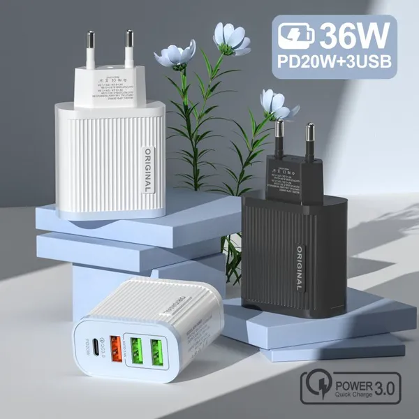 QC3.0 Charger Wall Charging Hot Selling US EU Charging Plug 4USB Port Suitable for Different Mobile Phones photo-5