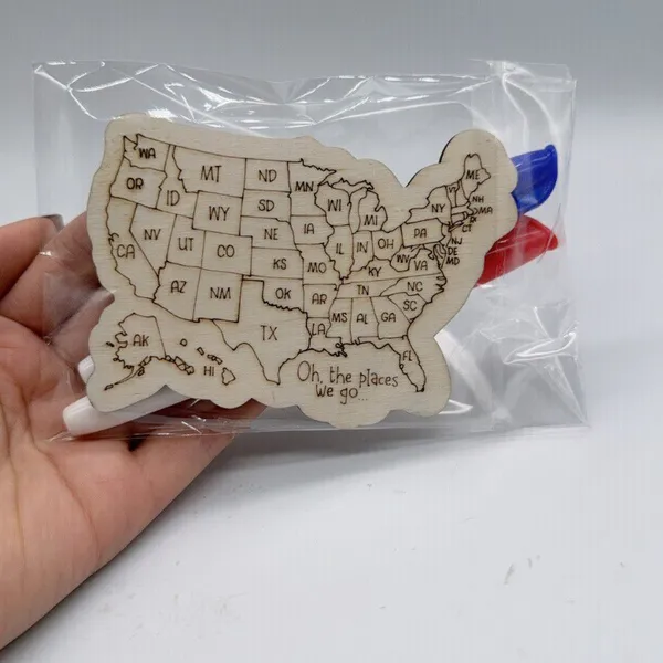 USA Map Wooden 3D photo-5
