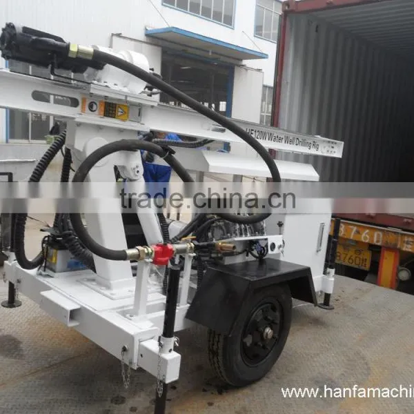 Welcomed in South America ! High Efficiency HF120W Trailer Hydraulic Portable Water Well Drilling Rig photo-4