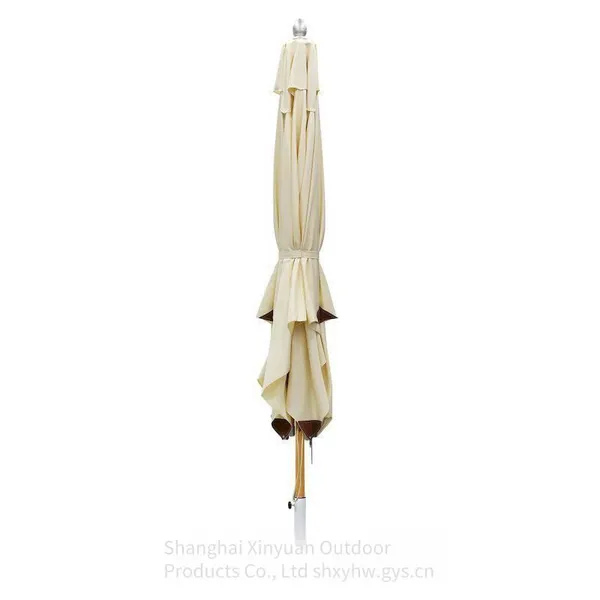 Heavy-duty Wooden Patio Umbrella Suitable for Commercial Customization, Luxurious Double-pulley Drawstring Umbrella