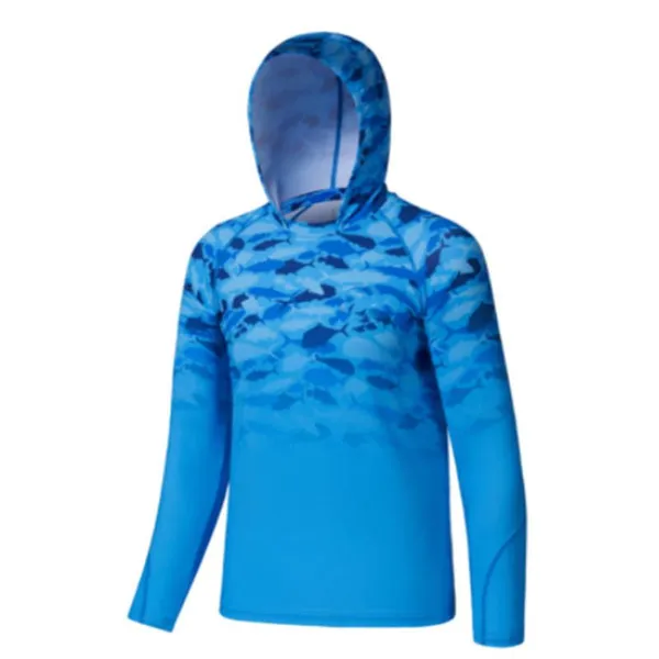 Custom Logo UPF 50+ Sun Protection Hoodie for Men Quick Dry UV Fishing Shirt Performance Long Sleeve Outdoor Wear photo-4