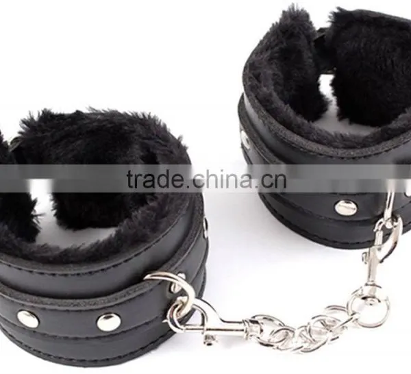 Quality Black Soft Fur Restraint Wrist & Ankle Cuffs Bondage Fetish Role Play photo-2