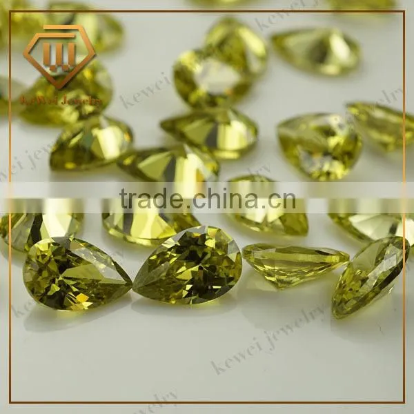 4*6 Pear Shape Olive Yellow cz Stone Designed for Fashion Jewelry