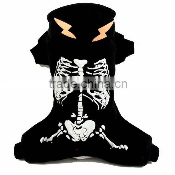 Wholesale Luminous Shock Dragon Spring Autumn Fleece Skeleton Pattern Black Dog Clothing Pet Clothes photo-4
