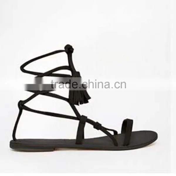 Italy Leather Shoes Women Fancy Flat Lady Simlpe Sandal Strap photo-4