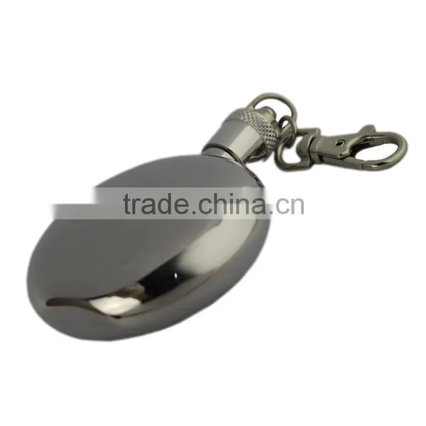 1oz Mini Type and Metal Body Material Stainless Steel Hip Flask With Keychian and Laser Logo photo-5