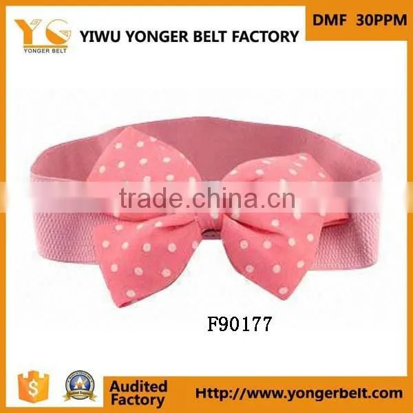 Beautiful Pink Bowknot Designs Fashion Lady Elastic Garment Fabric Belt