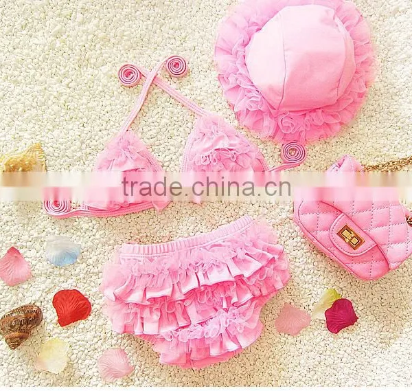 Cute Summer Girl Swimswear For Kids,Fashion Children Bikini Set With Hats photo-4
