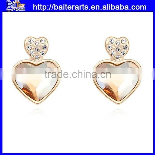 Gold Plated Alloy Micro Wave Earrings,faked Micro Paved Earrings for Girls photo-5