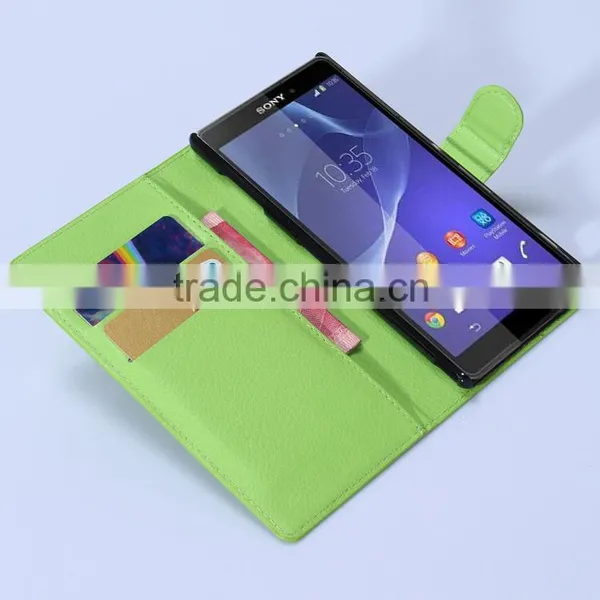 Hot Selling Funky Mobile Phone Leather Flip Wallet Case For Sony Xperia Z3 Ultra photo-2