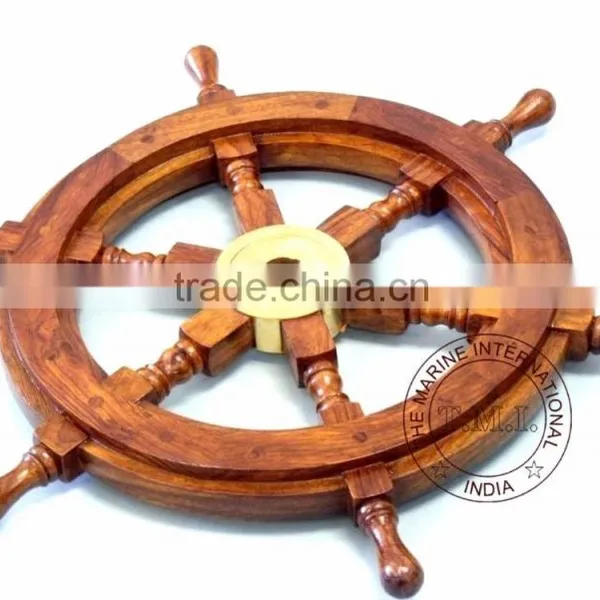 WOODEN NAUTICAL SHIP WHEEL 15" photo-2