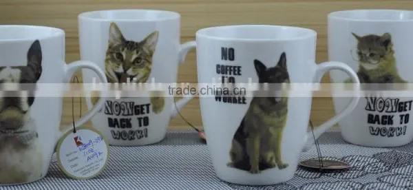 11OZ Grid Debossed on Surface Coffee Cups, Shiny Surface New Bone China Mug, KL5113-11084 photo-2