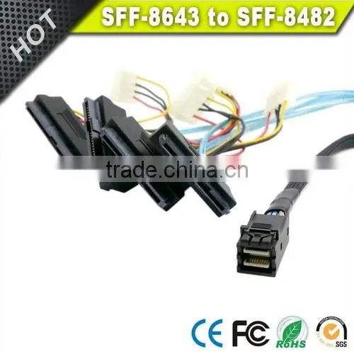 1 Meter Internal Mini SAS HD SFF-8643 to 4 x 29-Pin SAS SFF-8482 Cable photo-3