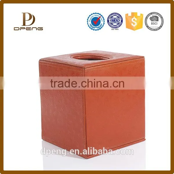 2015 Custom Printed Square Shape Genuine Leather Creative Tissue Boxes photo-2