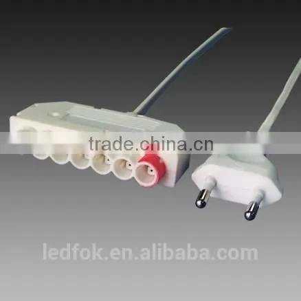 uk 3 Pin to Europe 2 Pin Adaptor Plug Output Led Electrical 2 Pin Male Plug Cable Connectors White With Euro Socket photo-4