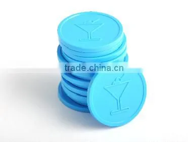 Embossed Plastic Token Coins in Stock - Light Blue - Cocktail