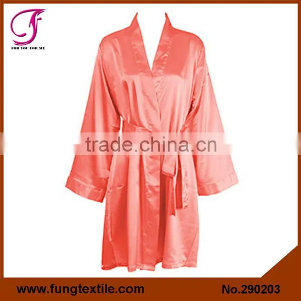 290202 New Style Short Solid Satin Robes for Party or Pomotional Gift photo-2