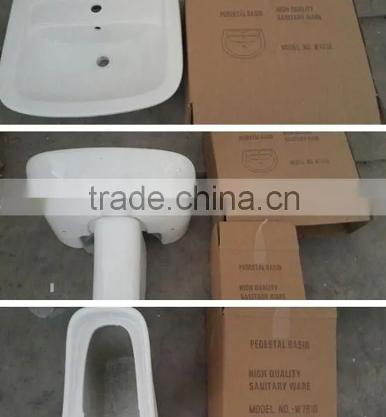 23 Inch Ceramic Bathroom Half Pedestal Design Sanitary Square Basin photo-5