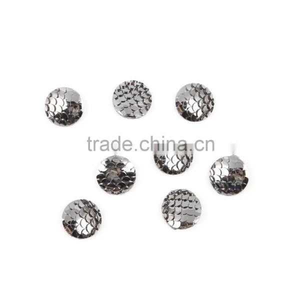 Stock!Jewelry Findings 12mm Round Flat Back ab Color Imitation Fish Scale Resin Rhinestone Bead Cabochon photo-2