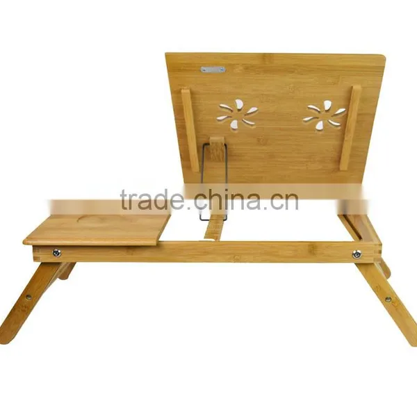 Bamboo Multi-Position Adjustable Laptop Computer Desk & Serving Bed Tray With Drawer photo-2