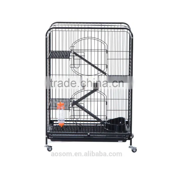 Pawhut 37" 4 Level Indoor Hutch Small Animal Cage - Black photo-2