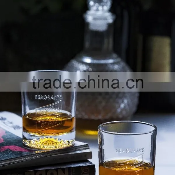 300ml Clear Glass Cup With Small Bubbles at the Bottom and Embossed Letter for Drinking photo-2