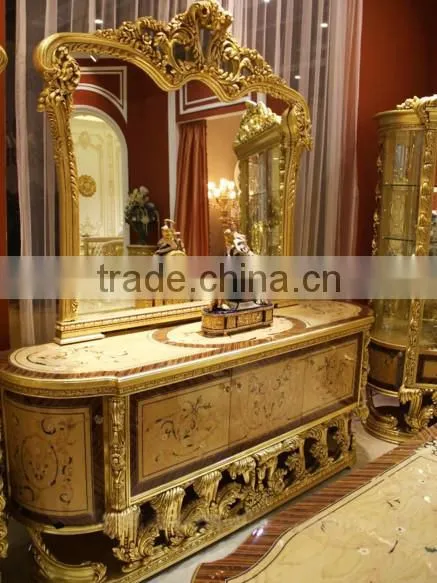 Luxury Golden Fou- Door Display Showcase, Gorgeous Decorative Glass Display Cabinet, Solid Wood Carved Wine Cabinet photo-3