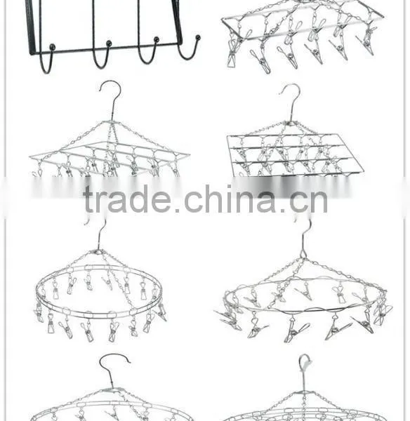 Stainless Steel Metal Clothes Hanger Socks Hanger Folding Drying Rack Hanger photo-5