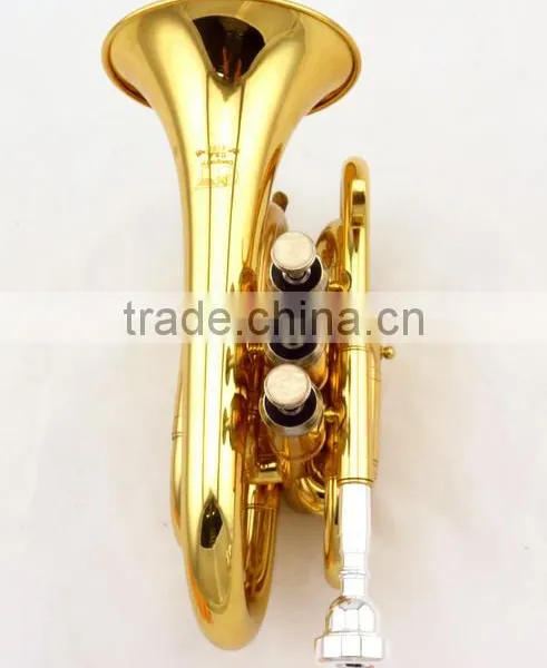 Chinese Cheap Gold Pocket Trumpet photo-5