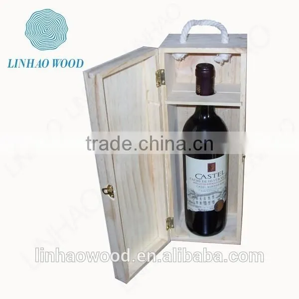 Natural & Simple Wooden Wine Box With Locker Lid ;whole Sale Wine Box