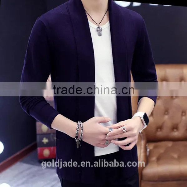 Mens V Neck Long Sleeve Cardigan 100%cotton Latest Designs for Men Knitted Sweater photo-5