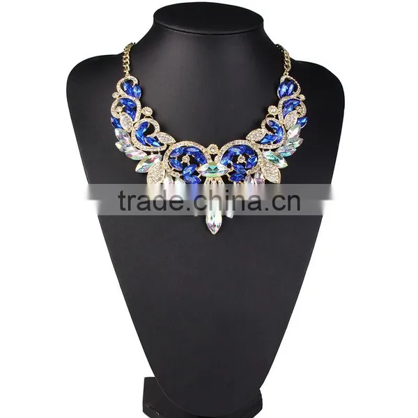 Vintage Ethnic Luxury AB Shinnning Ges Women Chunky Coral Necklace photo-2