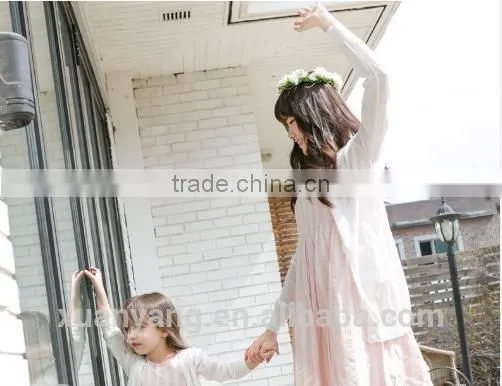 Hot Selling Wholesale Srtipe White Flower New Model Mother Daughter Matching Girl Dress photo-4